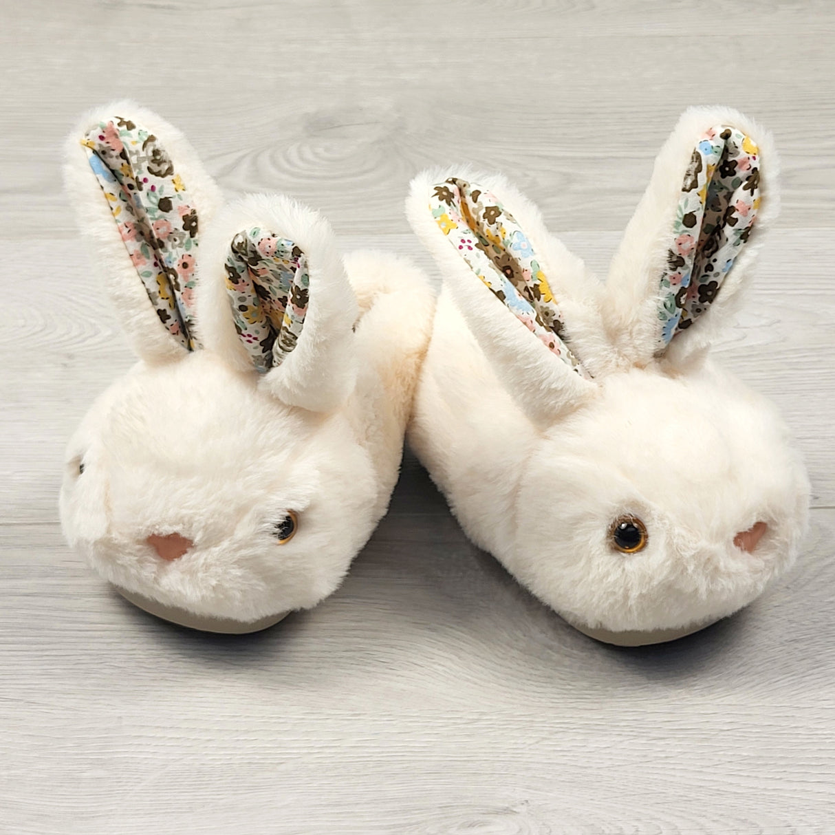 White bunny slippers with hard soles. Size 7 (toddler)