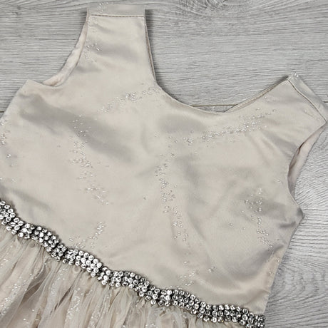 Jessica Simpson taupe special occasion dress + diaper cover. Size 18 months