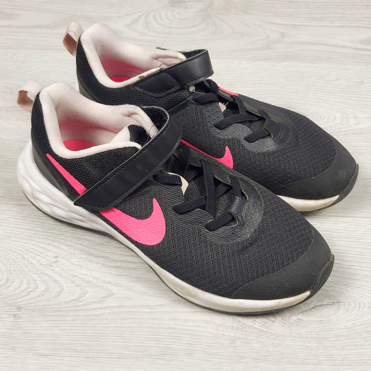 Nike black and pink running shoes. Youth size 3