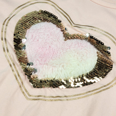 Btwn pink knotted top with plush and sequin heart. Size 10/12