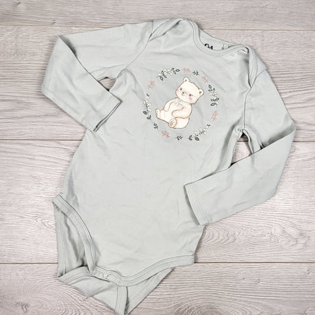 C and A light green bodysuit with bear. Size 2/3T