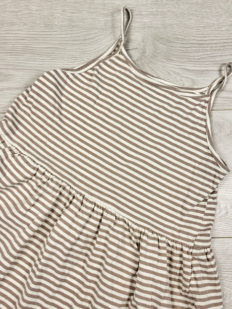 H and M beige striped sleeveless dress. Size 8-10 Years