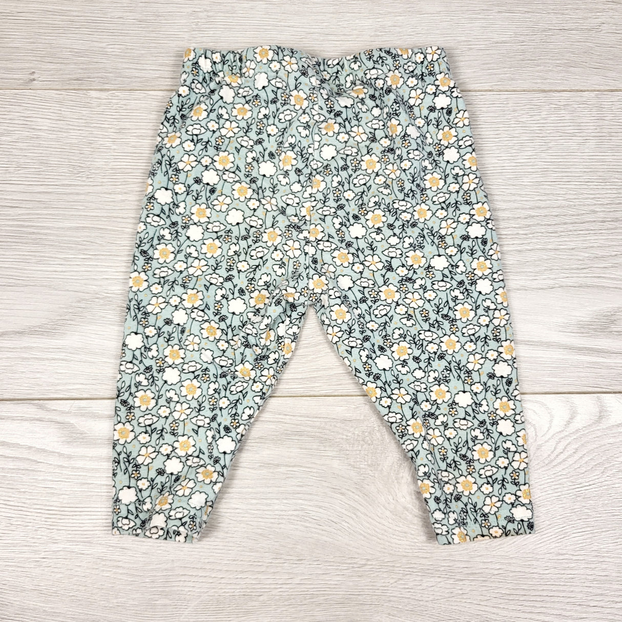 Child of Mine light blue floral print leggings. Size 3-6 months