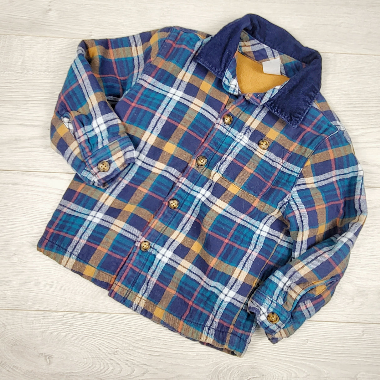 Carters navy plaid fleece lined "shacket." Size 3T