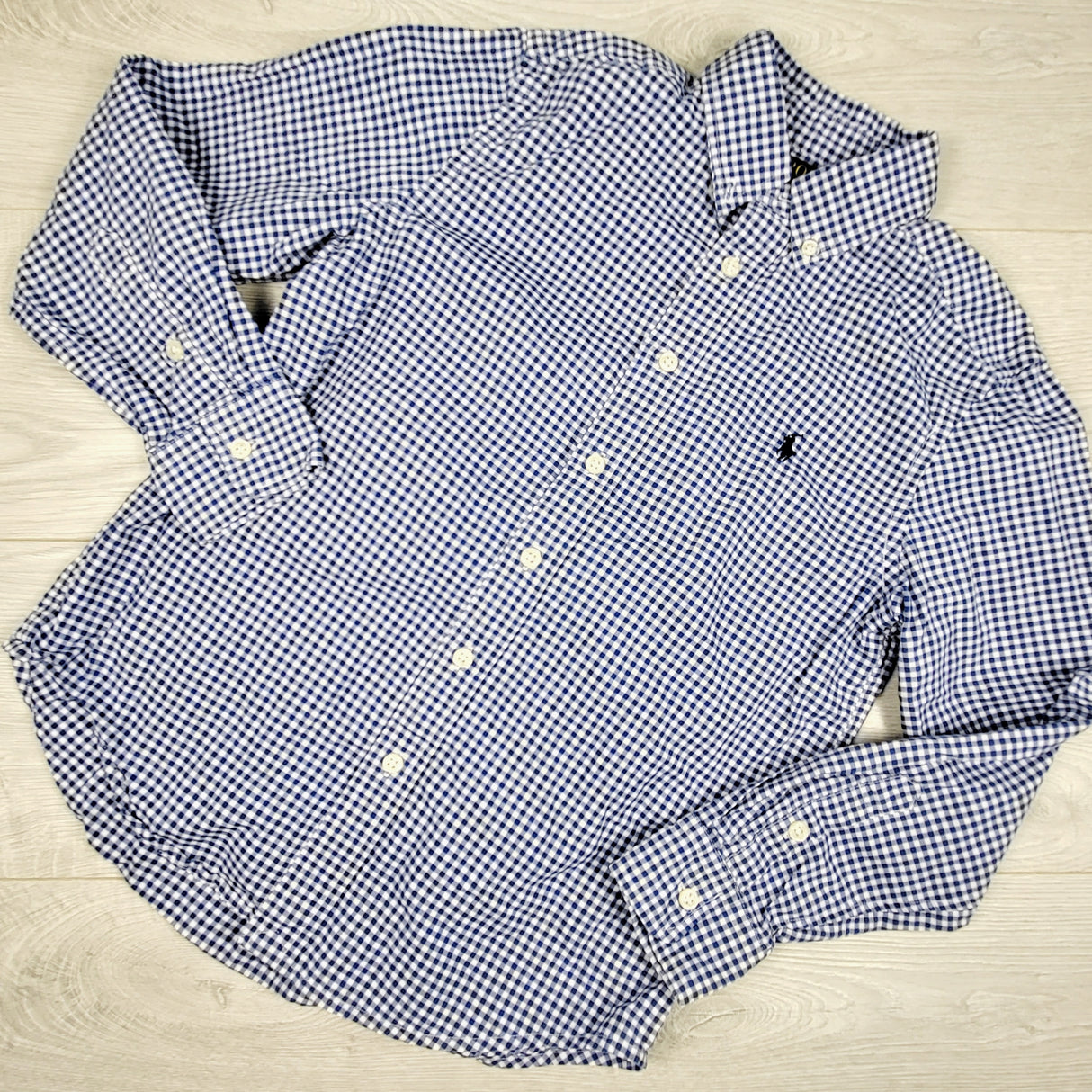 Polo Ralph Lauren blue checked button down shirt. Size 10/12