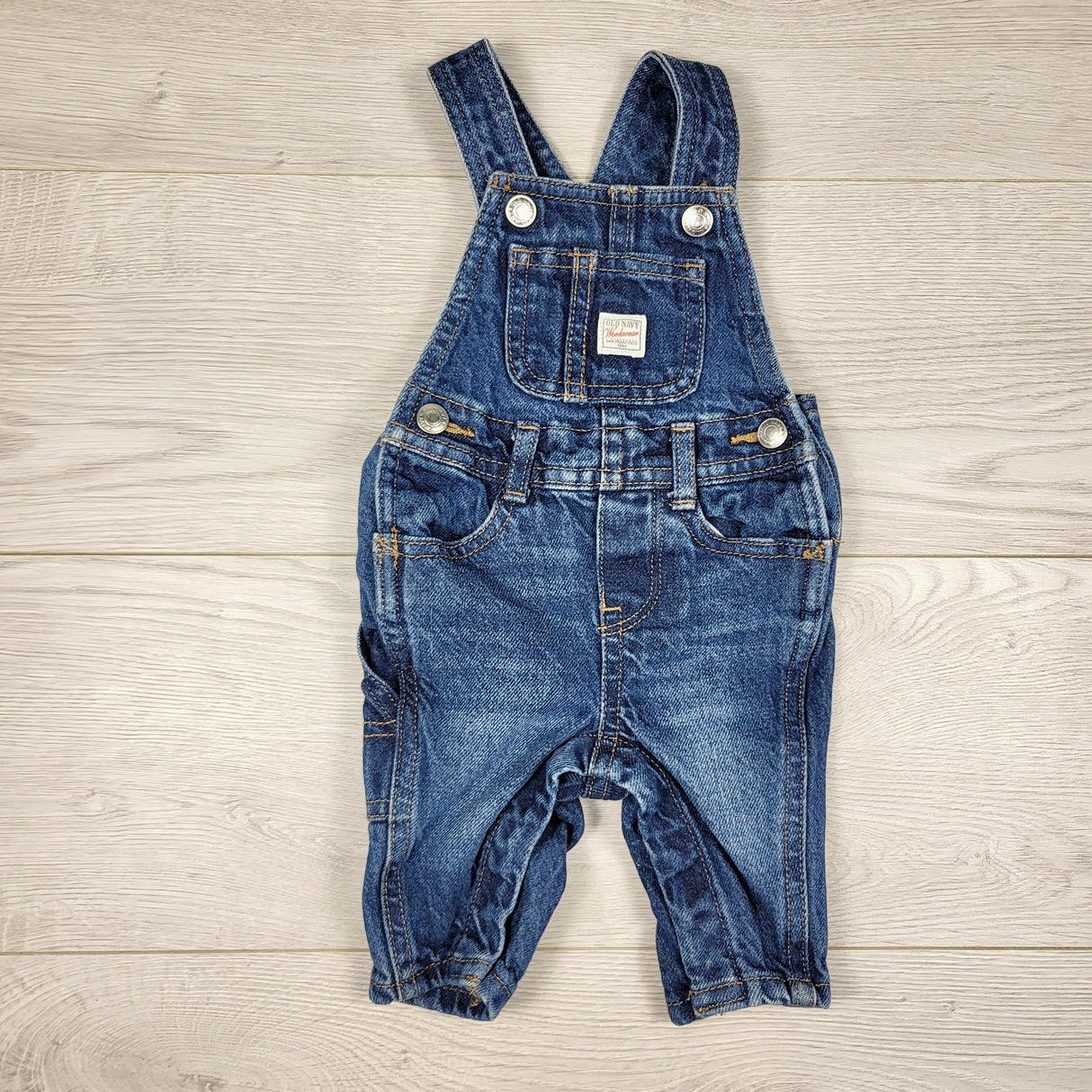 Old Navy denim overalls. Size 0-3 months