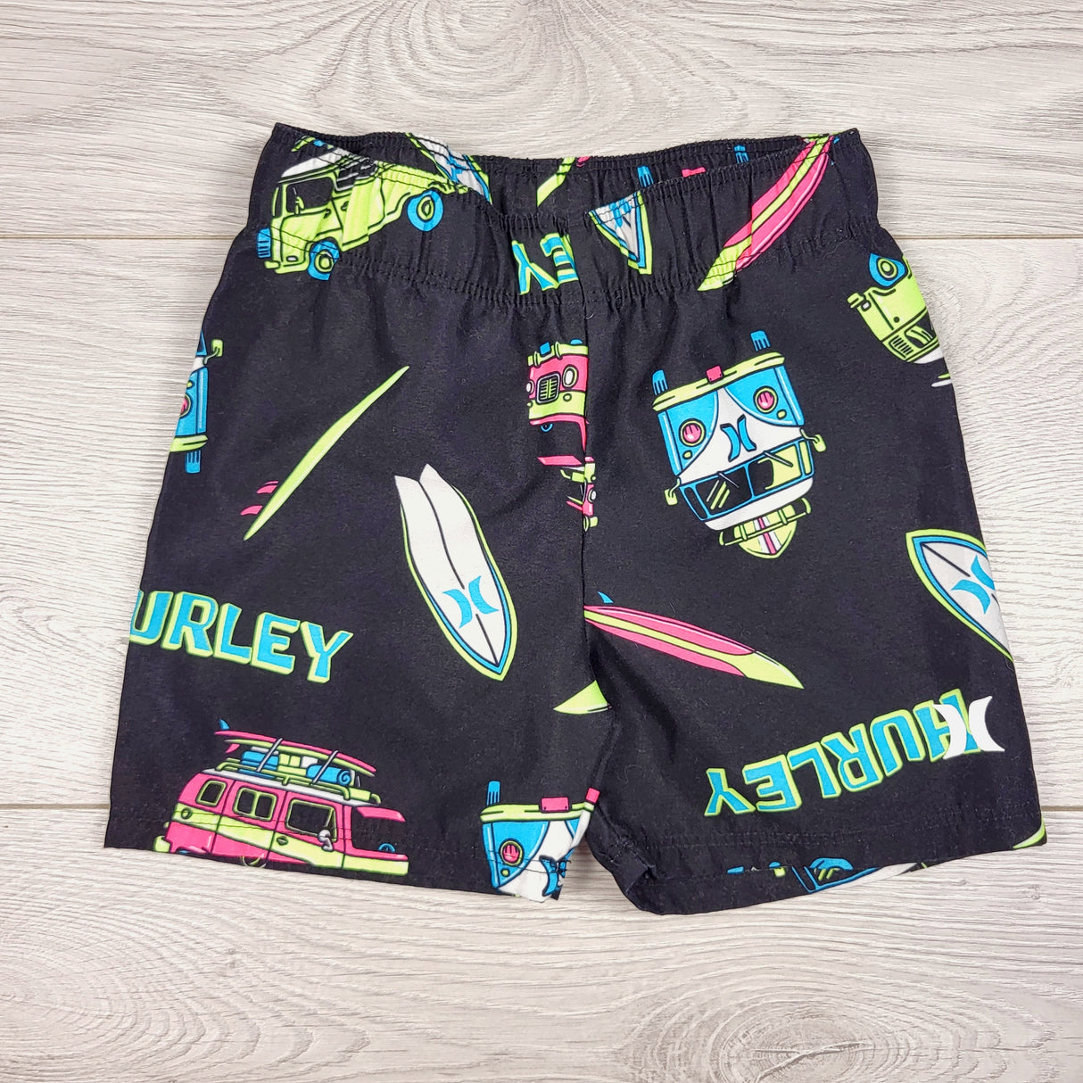 Hurley black patterned swim shorts. Size 12 months