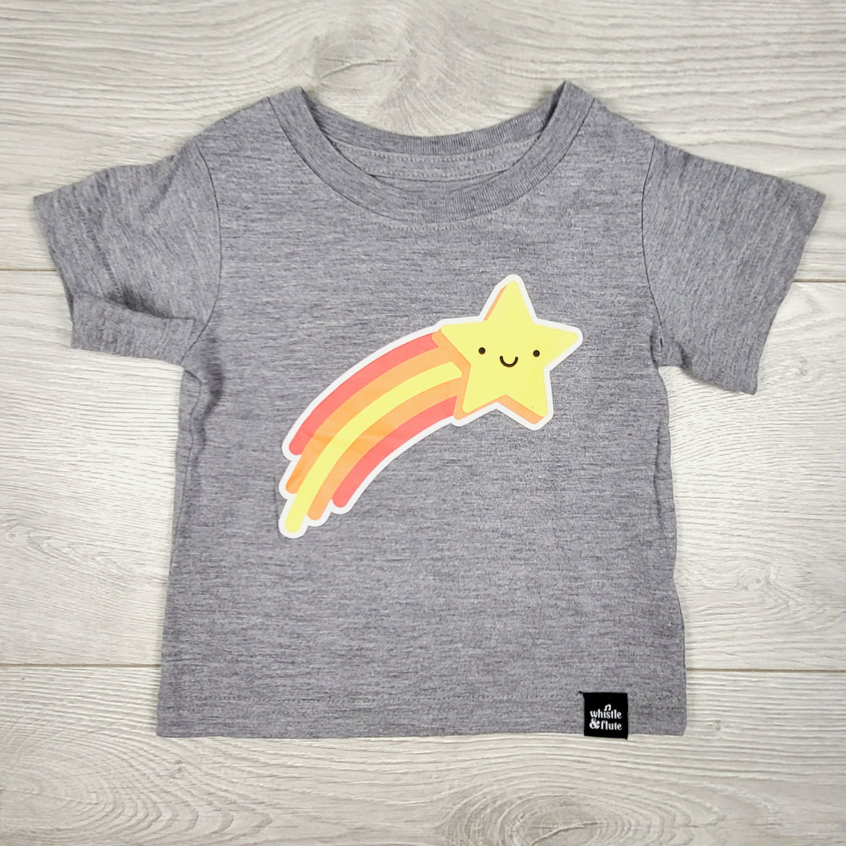 Whistle and Flute grey t-shirt with shooting star. Size 6-12 months