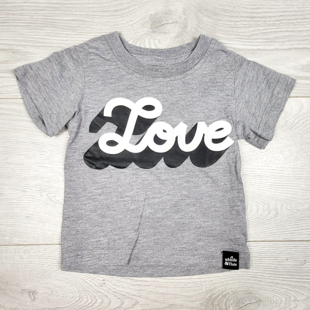 Whistle and Flute grey "Love" t-shirt. Size 6-12 months