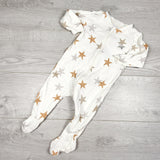 Pekkle white zippered sleeper with stars. Size 9 months
