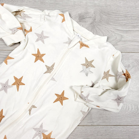 Pekkle white zippered sleeper with stars. Size 9 months