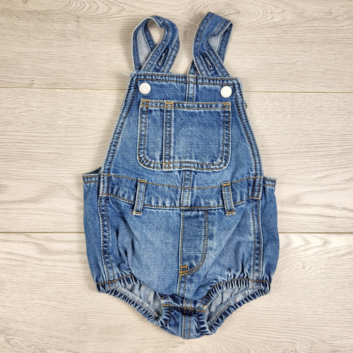 Old Navy denim bubble romper. Size 12-18 months