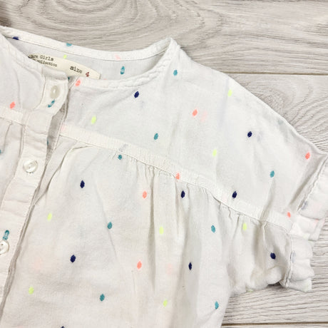 Zara white button down dot stitch top. Size 4T