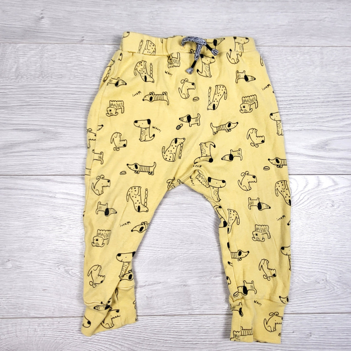 Joe yellow pants with dogs. Size 12-18 months