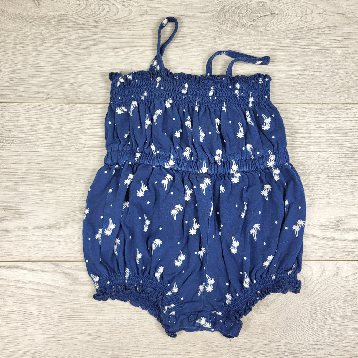 Joe navy bubble romper with palm trees. Size 6-12 months