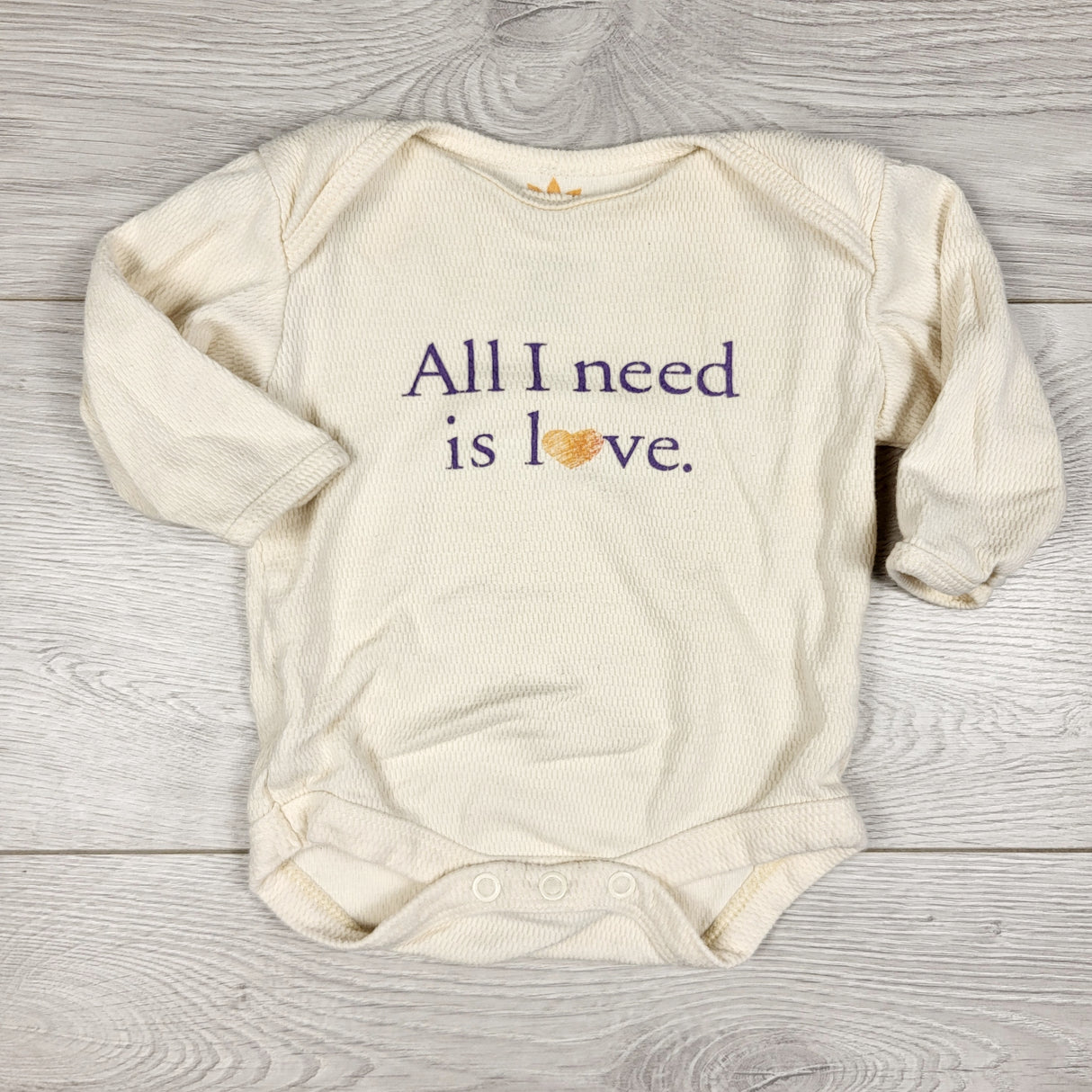 Siembre Sol waffle knit "All I Need Is Love" bodysuit. Size 0-3 months