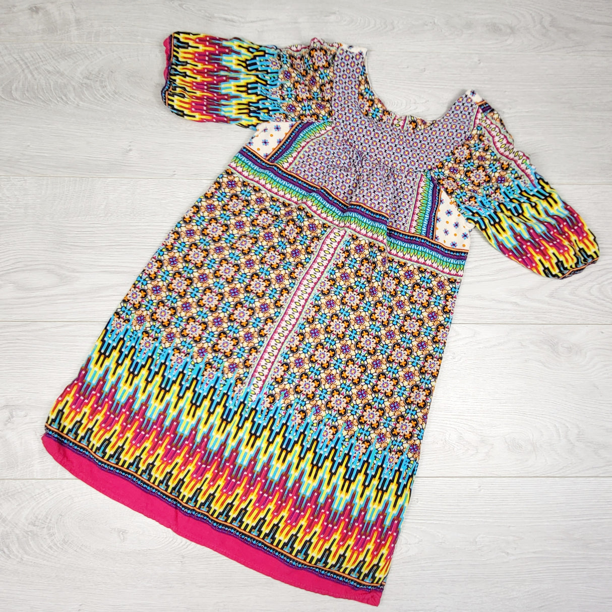 2-hip by Wrapper bright patterned rayon dress. Size tag unreadable but approx 4T