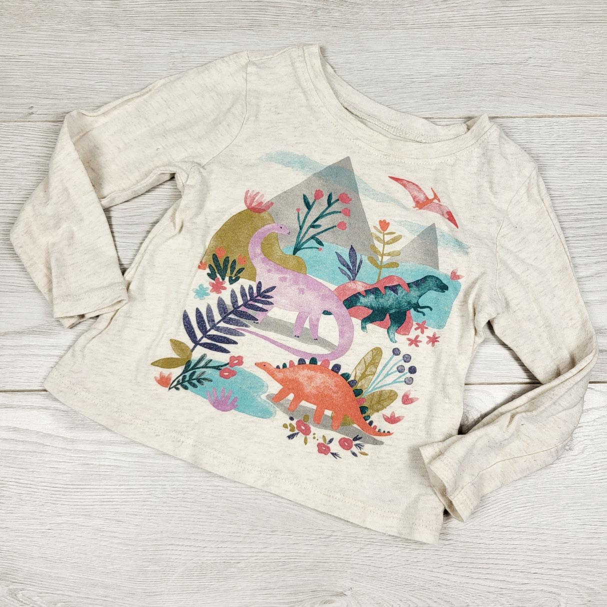 Old Navy light grey top with dinosaurs. Size 18-24 months