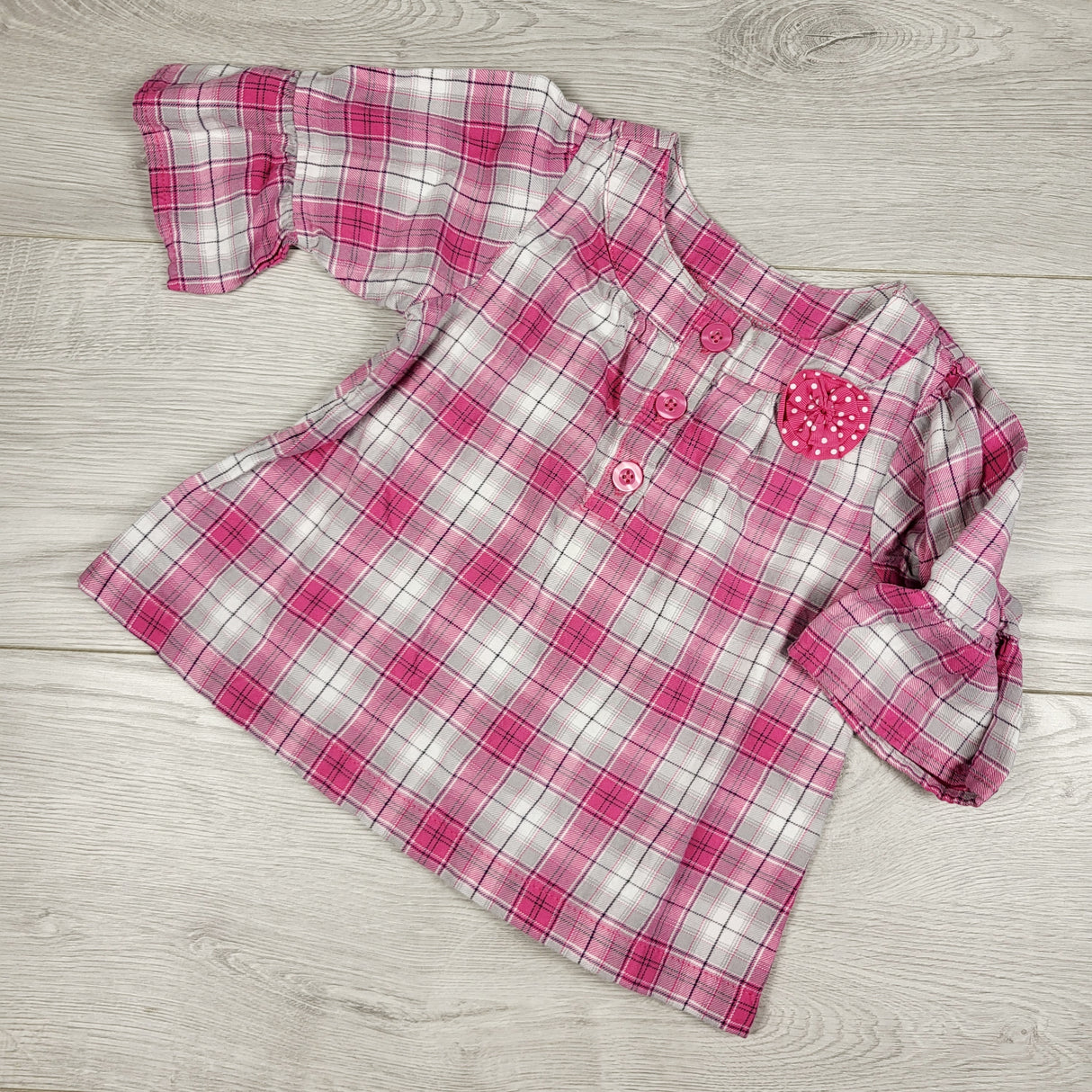 Carters pink and grey plaid top. Size 24 months