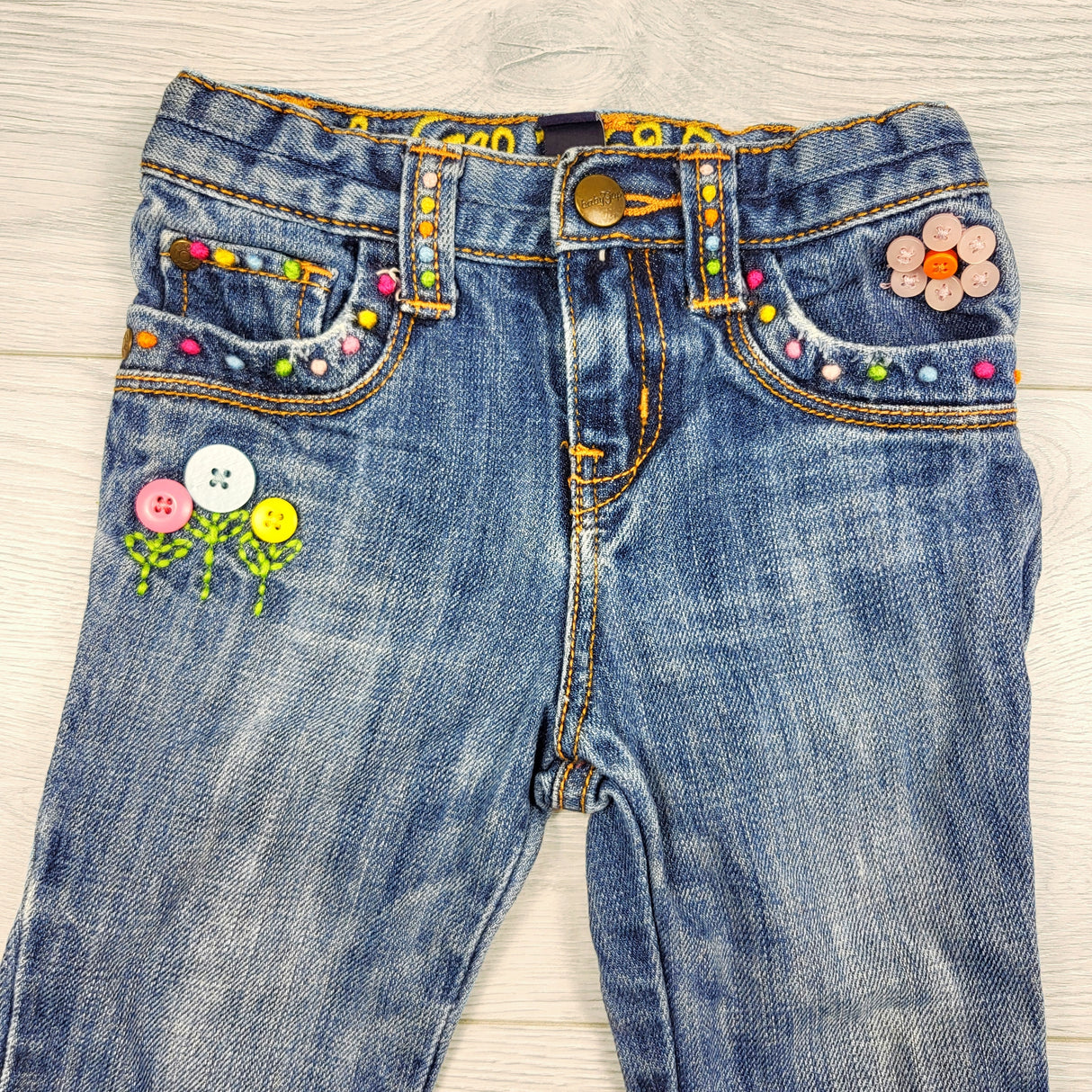 Vintage Gap 2006 embroidered and embellished boot cut jeans. Size 18-24 months