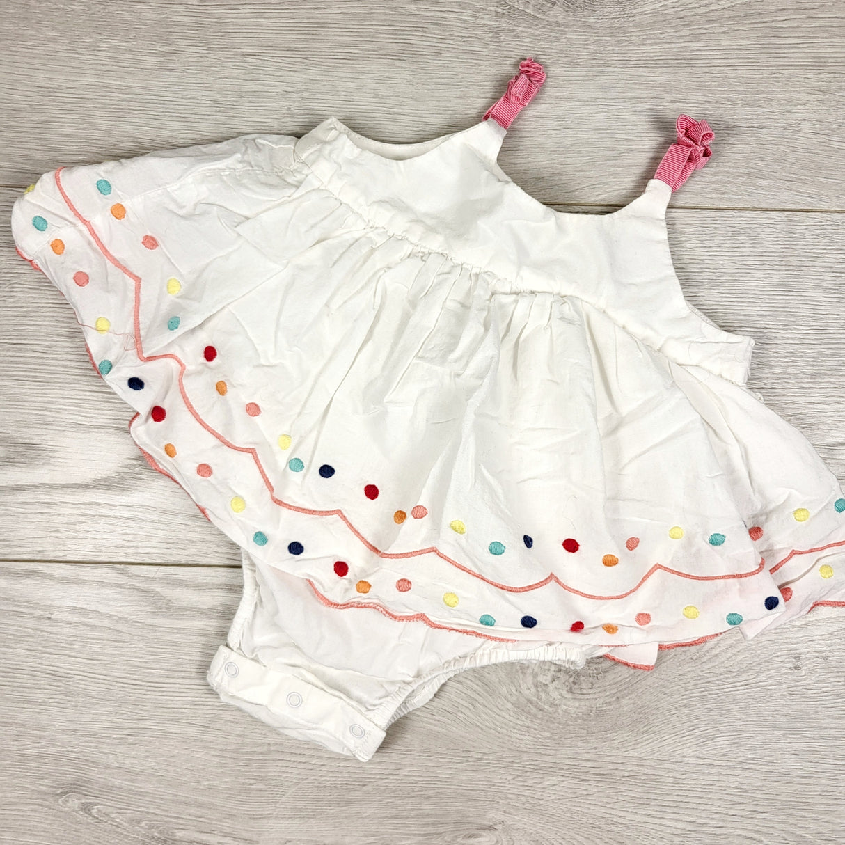 Gap white polka dot bodysuit dress. Size 6-12 months