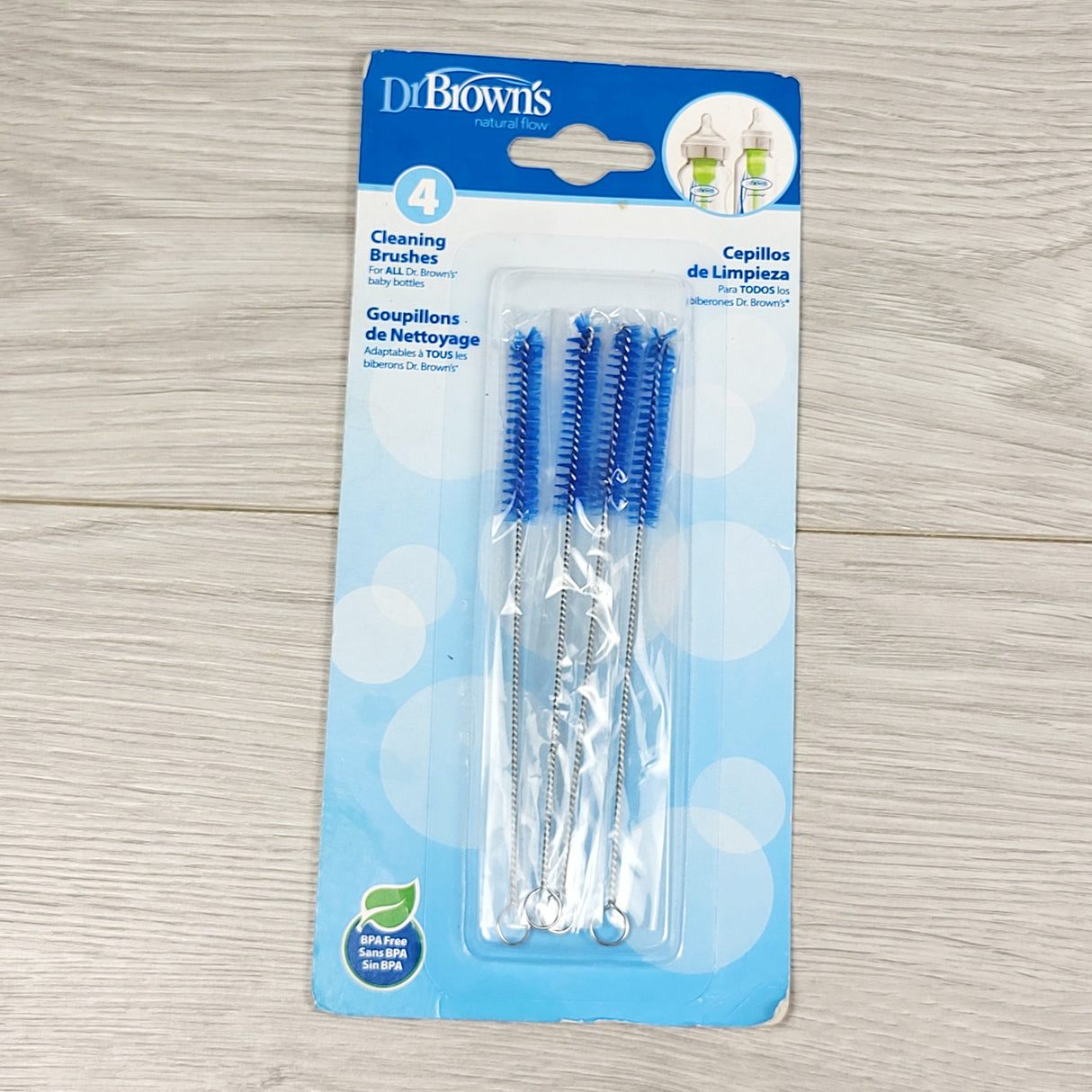 NEW - Dr. Brown's Natural Flow Baby Bottle Cleaning Brushes 4-Pack