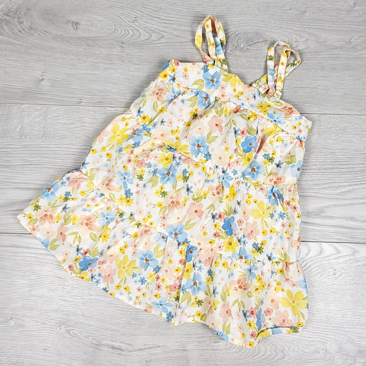 Old Navy yellow floral print dress. Size 18-24 months