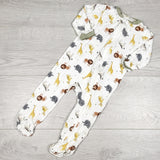 Milkberry white bamboo sleeper with jungle animals. Size 6-9 months