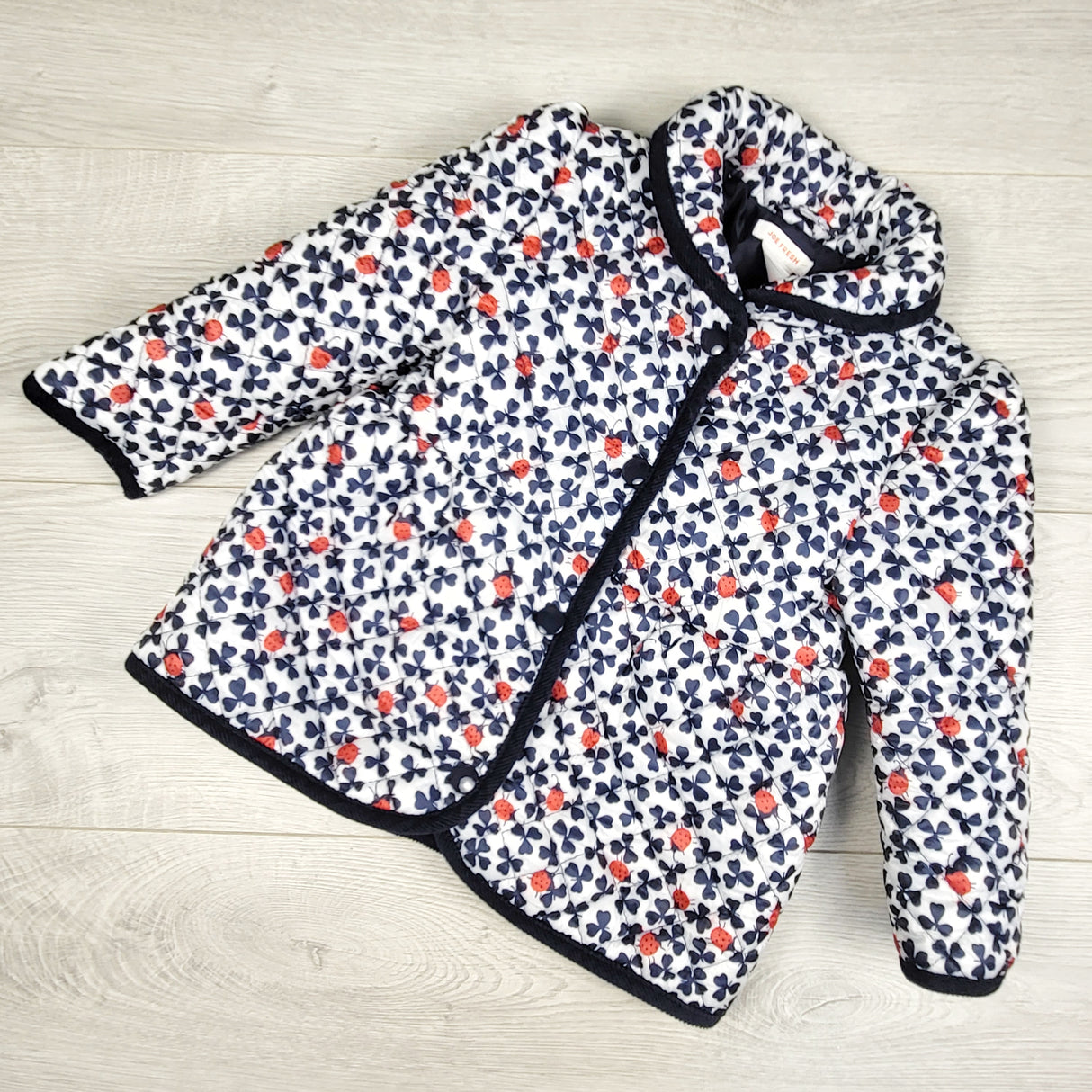 Joe quilted jacket with ladybugs and shamrocks. Size 18-24 months