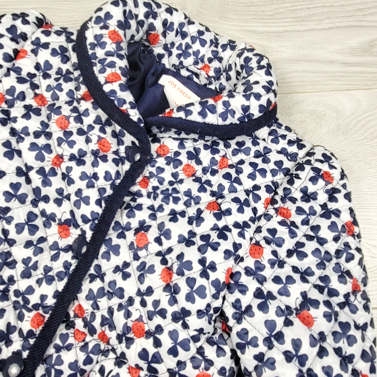 Joe quilted jacket with ladybugs and shamrocks. Size 18-24 months