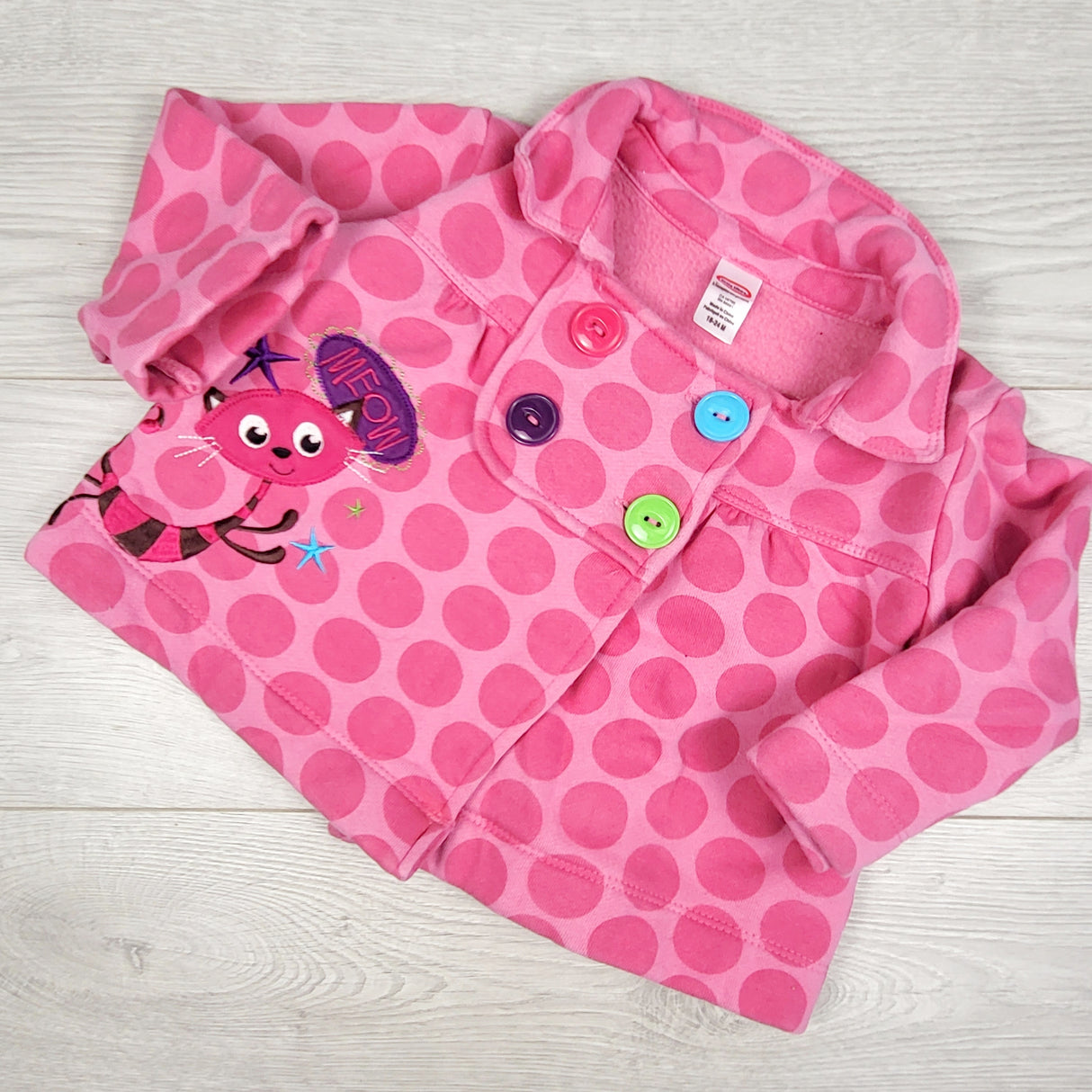 Vintage (90s/Y2K) Little Tikes pink polka dot fleecy lined coat. Size 18-24 months