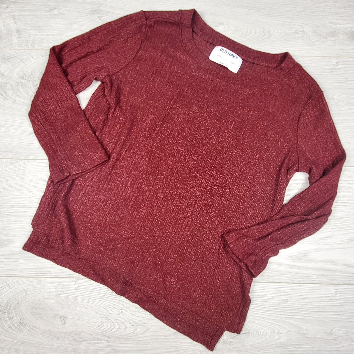 Old Navy burgundy ribbed knit top. Size 6/7