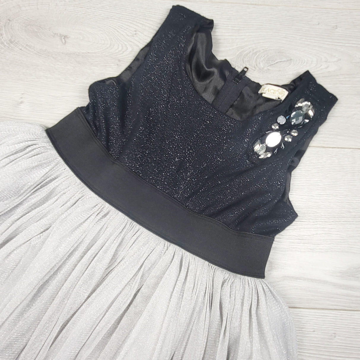 Children's Place black and silver special occasion dress with sparkles. Size 6X/7