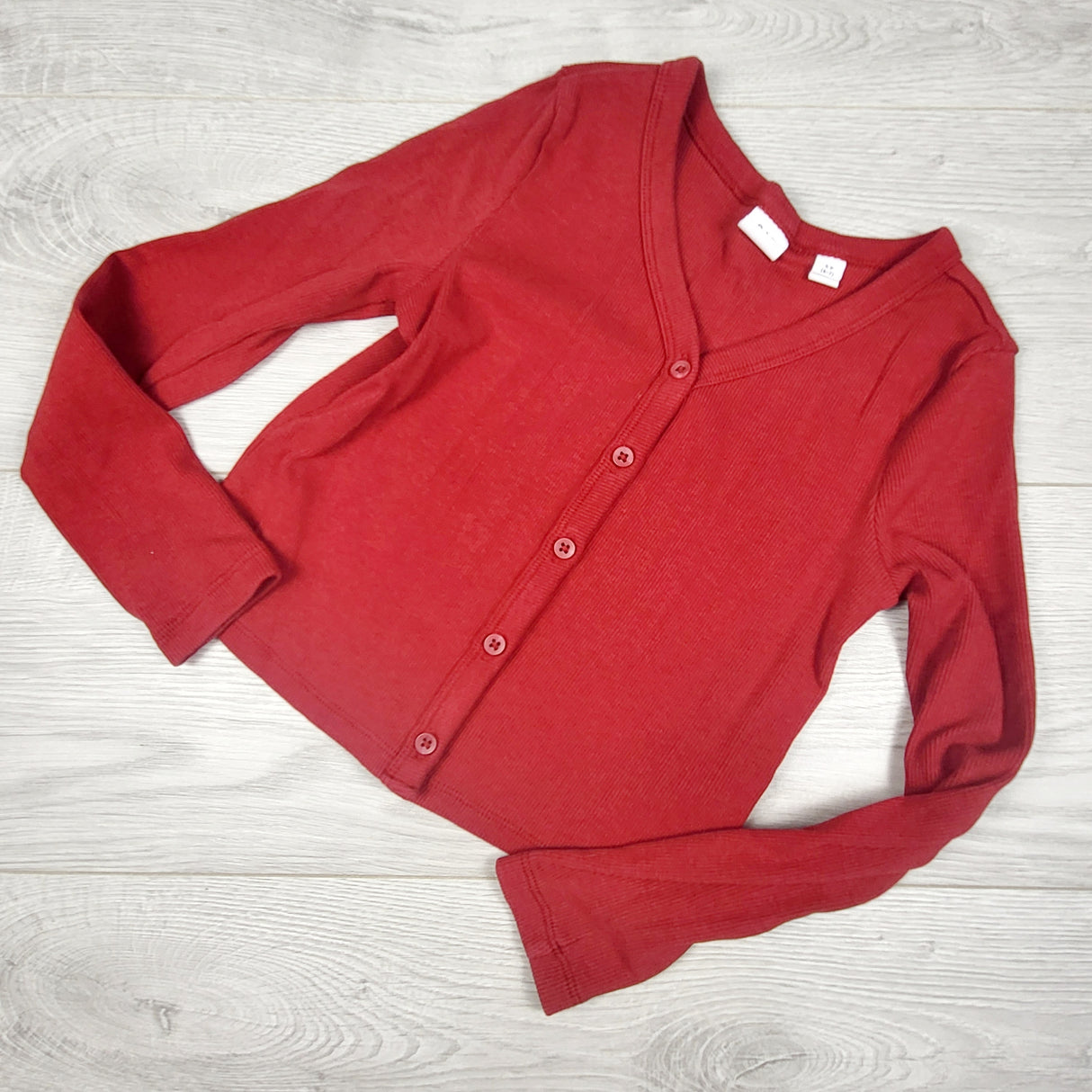 Gap red rib knit button down top. Size 6/7