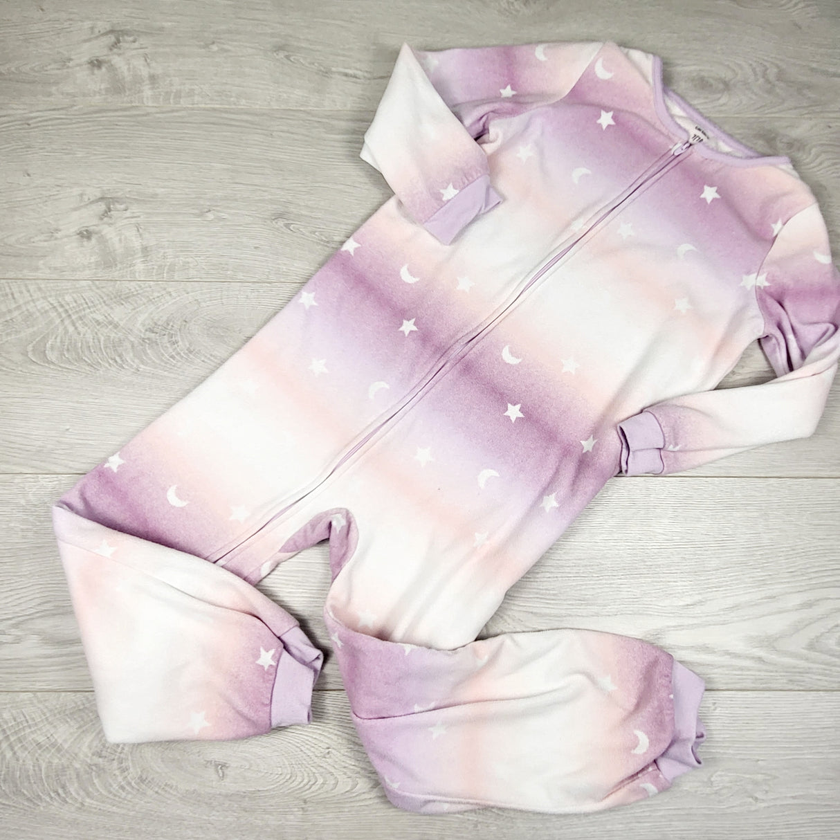 Carters ombre striped fleece sleeper with stars and moons. Size 7