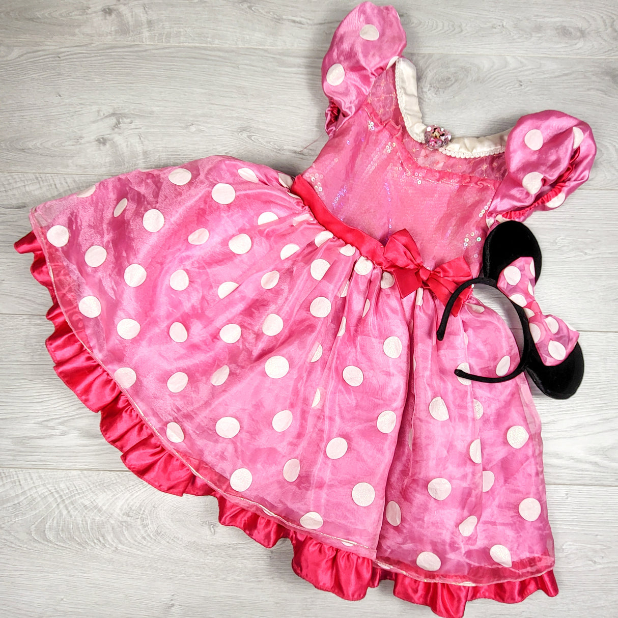 Disney Store Minnie Mouse dress + ears. Size 5/6