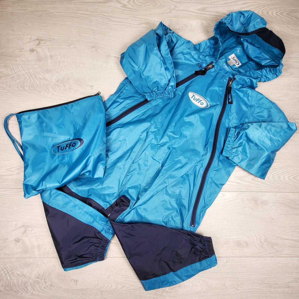 Tuffo Muddy Buddy blue one piece rain suit. Size 4T