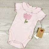 NEW - Mini Hop pink ribbed bodysuit with chenille tulip. Size 6 months