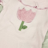NEW - Mini Hop pink ribbed bodysuit with chenille tulip. Size 6 months