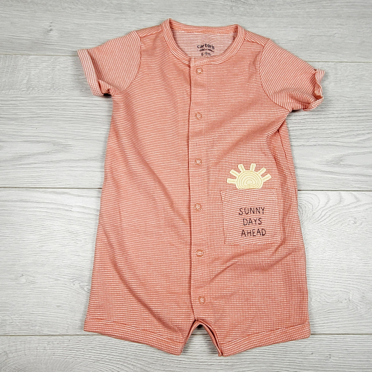 Child of Mine coral waffle knit romper. Size 6-9 months