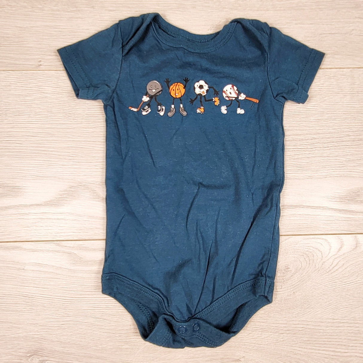 George teal bodysuit with sports theme. Size 0-3 months