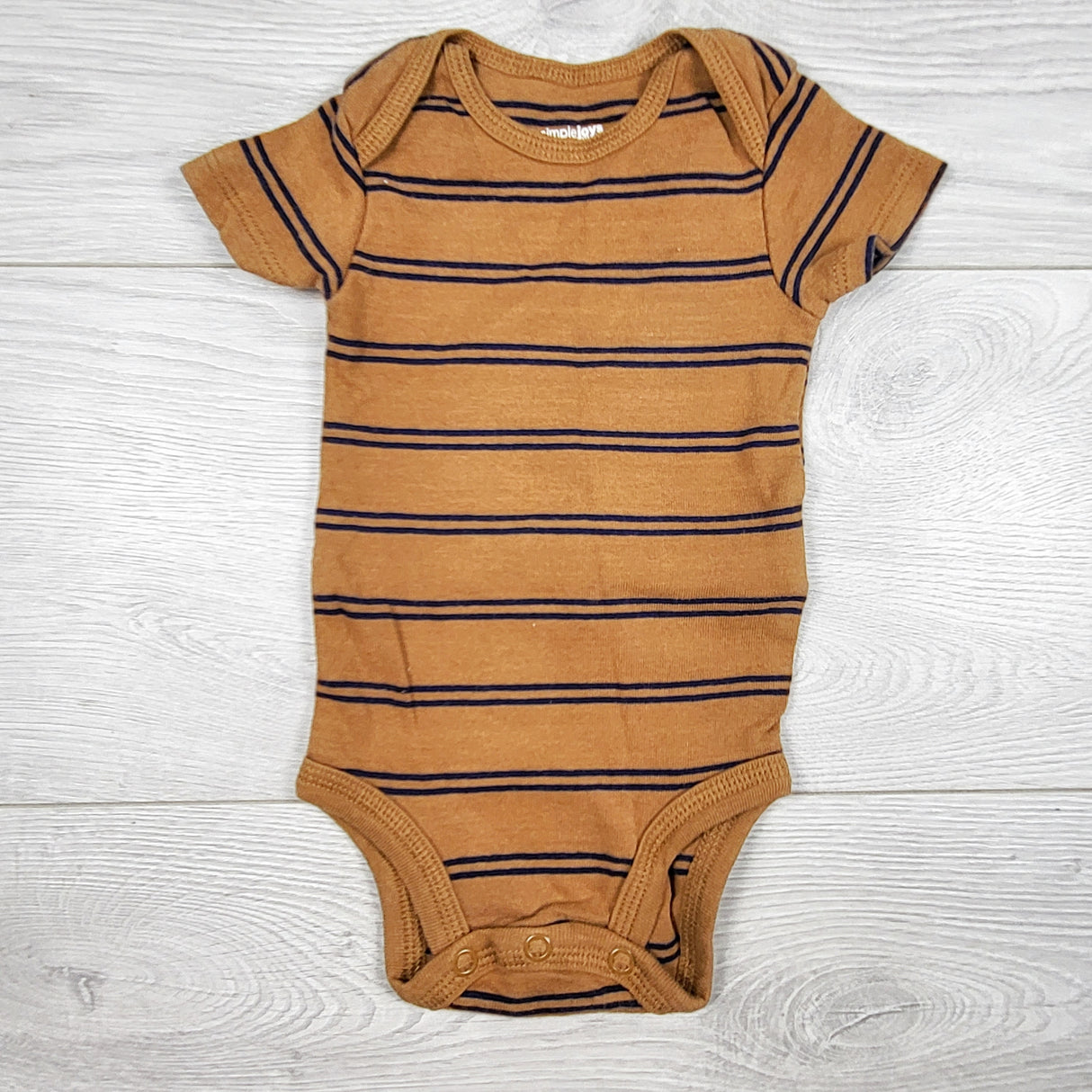 Simple Joys tan and navy striped bodysuit. Size 0-3 months