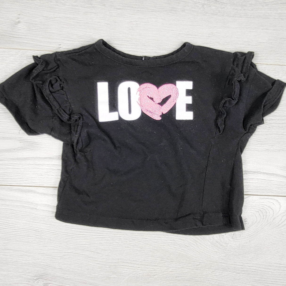 DKNY black cropped "Love" t-shirt. Size 24 months