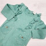 Jessica Simpson green ribbed ruffle romper. Size 18 months