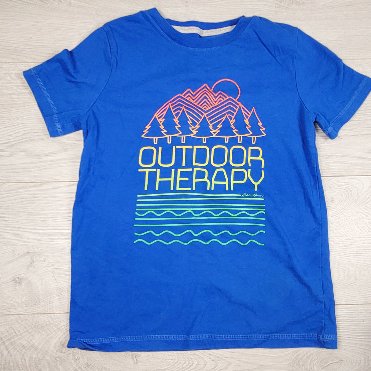 Eddie Bauer blue "Outdoor Therapy" t-shirt. Size 7/8