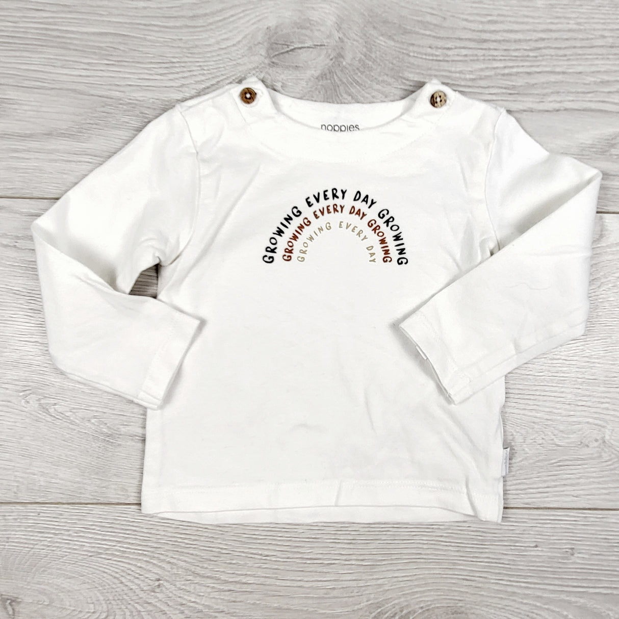 Noppies white "Growing Every Day" top. Size 2-4 months