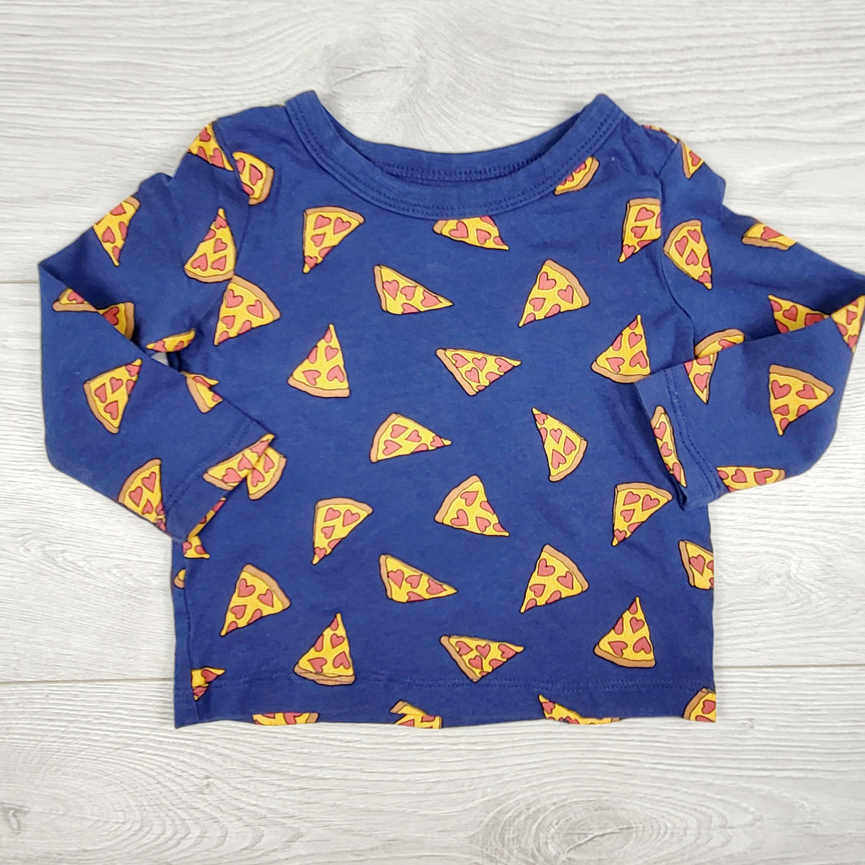 Joe navy top with pizza print. Size 6-12 months