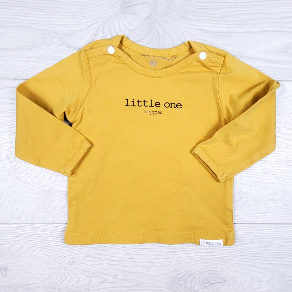 Noppies yellow long sleeve "Little One"  top. Size 2-4 months