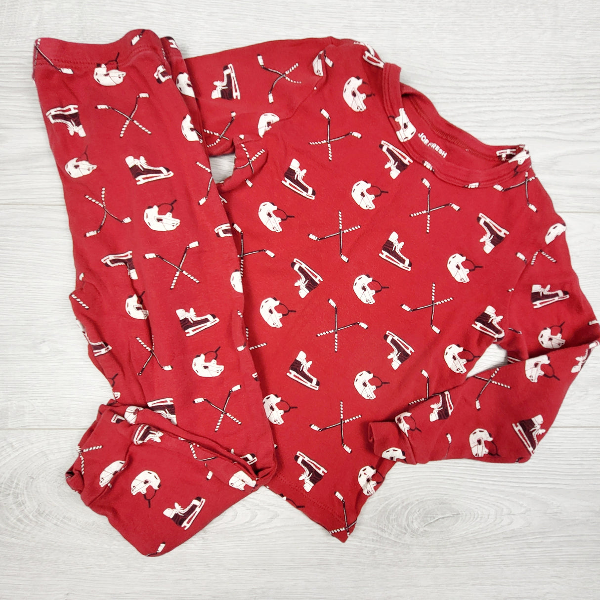 Joe red 2pc hockey themed PJs. Size 4T