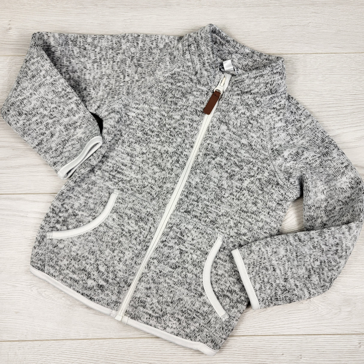George grey marled knit zip up jacket. Size 4T